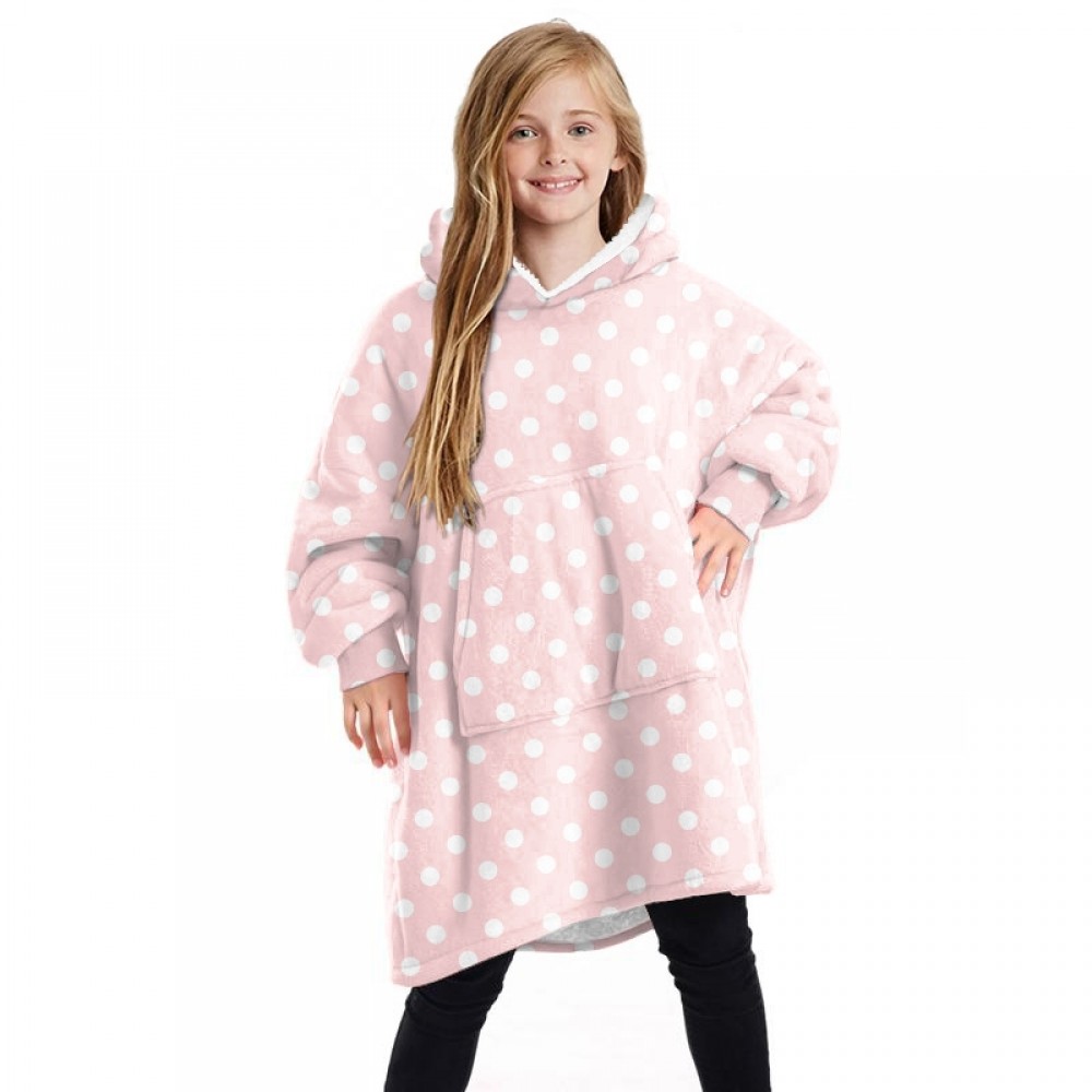 Pink Dot Oversized Blanket Hoodie Sherpa Plush Warm Two-Sided Wearable ...