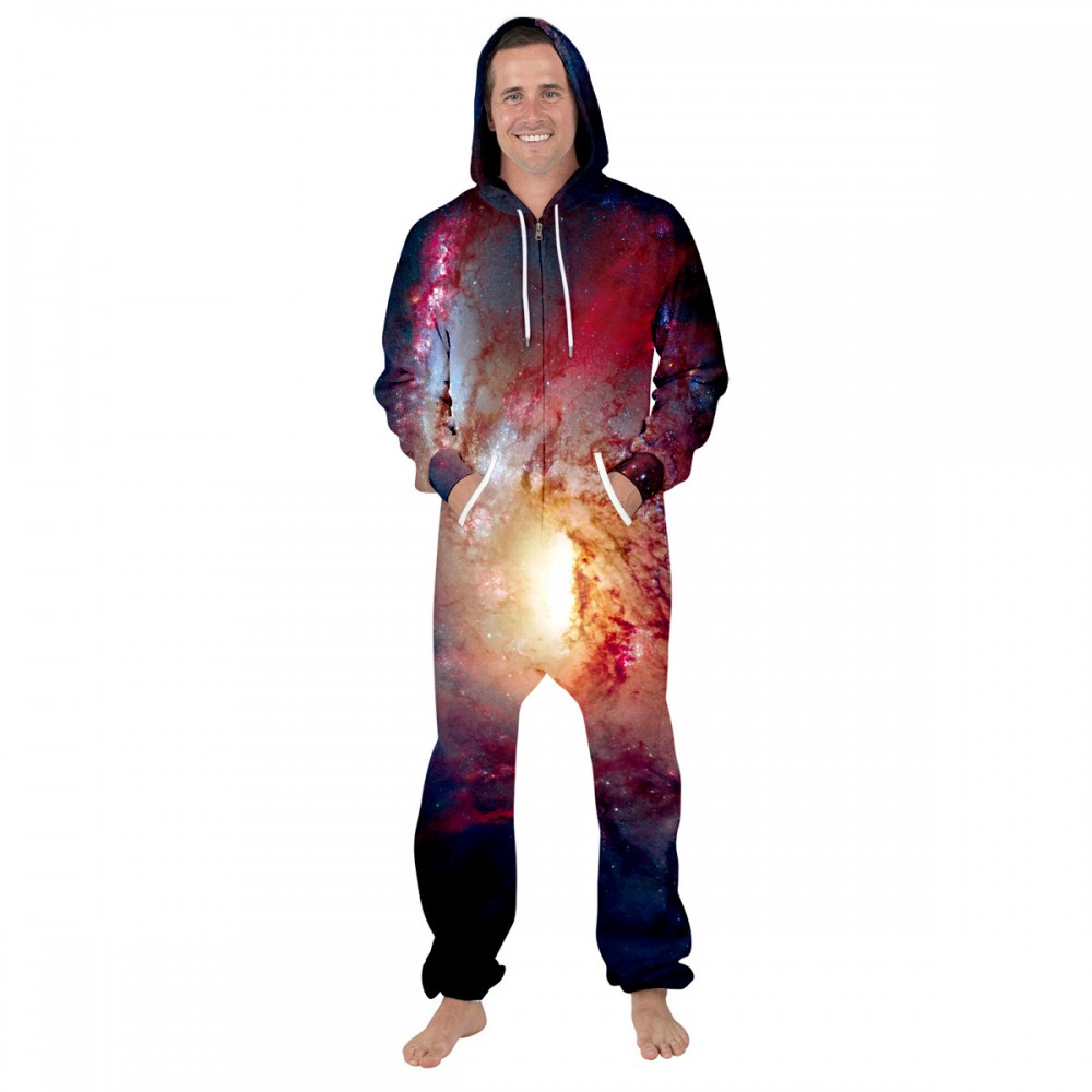 Space Galaxy Onesie Hooded Jumpsuit 3D Zip Up Sweatshirt Jumpsuit For ...
