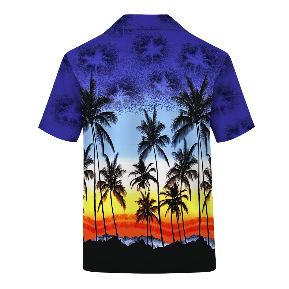 Tropical Hawaiian Aloha Shirt Sea Gull Palm Purple Casual Button-Down ...