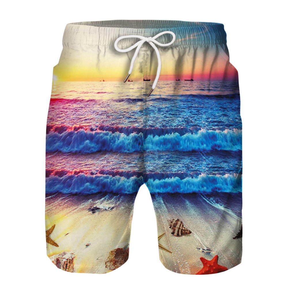 Sea Wave Sunset Swim Trunks Shorts 3D Beach Shorts For Men Boys ...