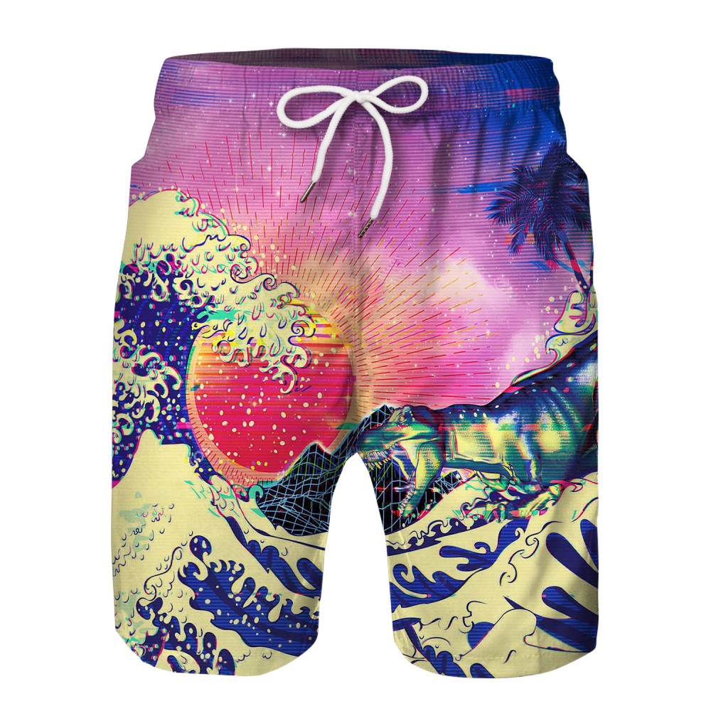 Sea Wave Swim Trunks Shorts Purple 3D Beach Shorts For Men Boys ...