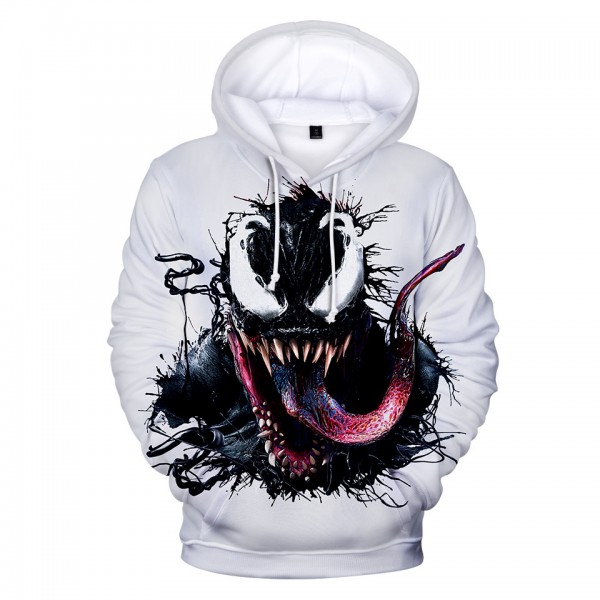 Venom Hoodie 3D White Pullover Sweatshirt Casual Tops For Adults