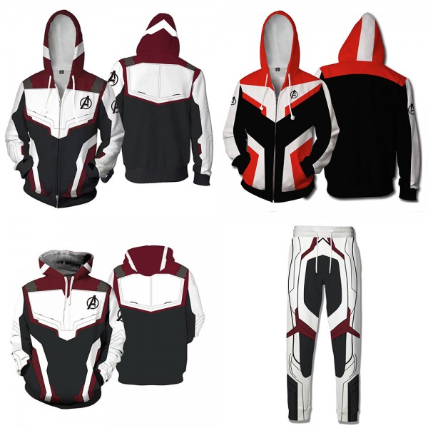 Avengers 4 Endgame Hoodie - Endgame Quantum Suit Uniform Cosplay 3D Zip Up Hoodies Jacket Coat 