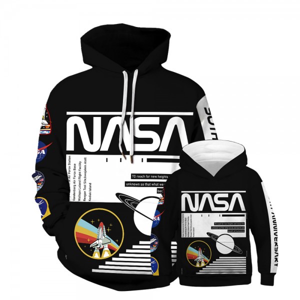 NASA Spaceship Hoodie Sweatshirt Black For Men Women Kids Family Matching Adult Children