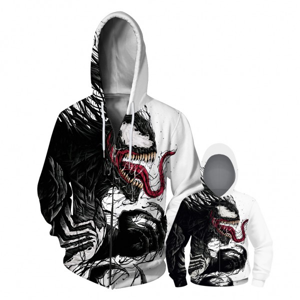 Venom Zip Up Hoodie Jacket For Men Women Kids Family Matching Adult Children