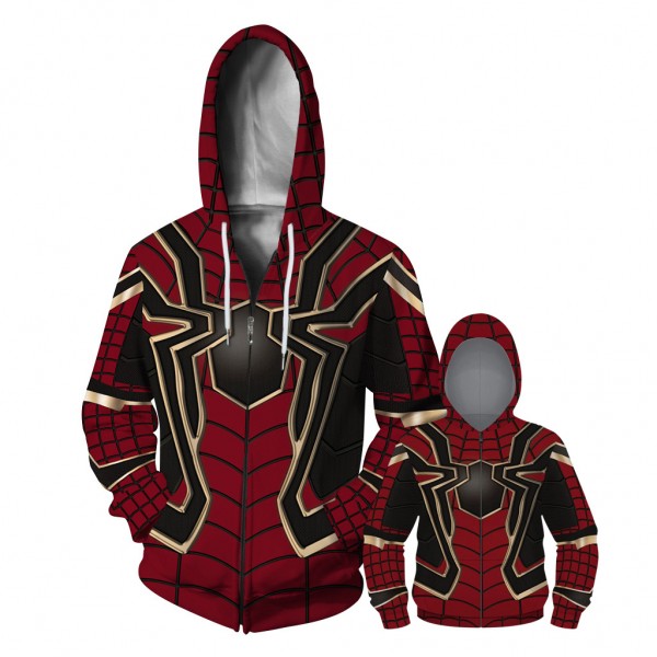 Iron Spider Man Zip Up Hoodie Jacket For Men Women Kids Family Matching Adult Children