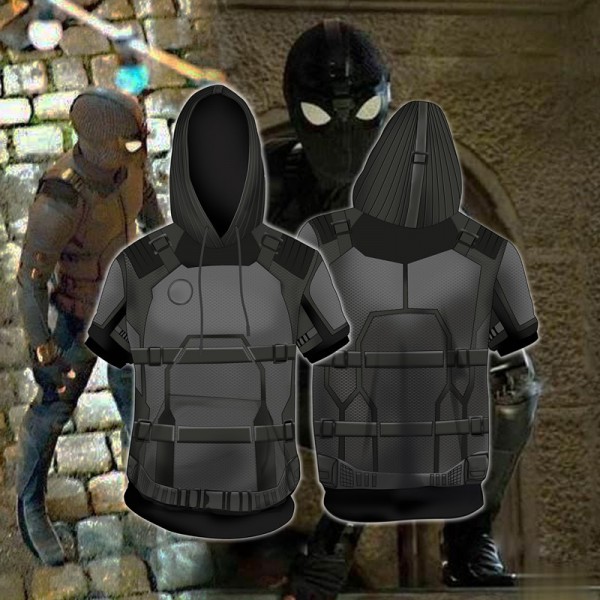 Spider-Man Stealth Suit Far from Home Short Sleeve Hoodie T-Shirt 3D Hooded Tee
