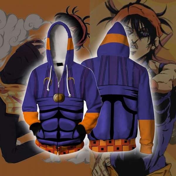JoJo's Bizarre Adventure Hoodie - Golden Wind Narancia Ghirga Hoodied Zip Up Jacket Cosplay