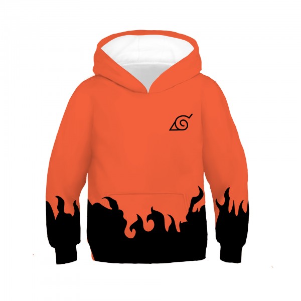 Kids Naruto Hoodie - Hatake Kakashi Orange 3D Pullover Hoodies Sweatshirt