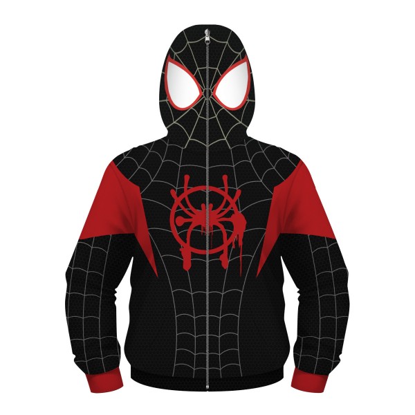 Kids Spiderman Hoodie Jacket - Spider-Man Into The Spider Verse Miles Morales Full Zip Up Hoodie Jacket