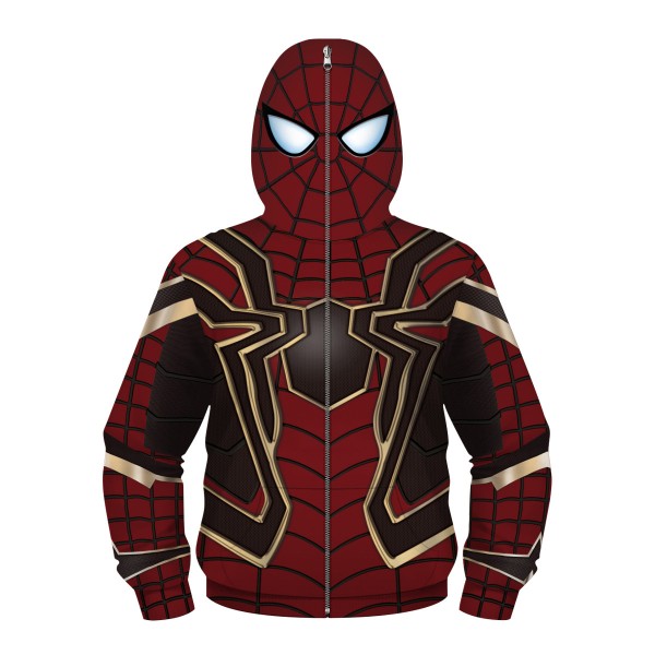 Kids Spiderman Hoodie Jacket - Iron Spider-Man Full Zip Up Hoodie Jacket