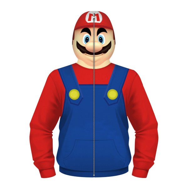Kids Mario Full Zip Up Hoodie Jacket