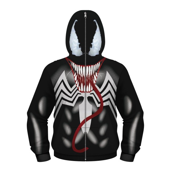 Kids Venom Spider-Man Full Zip Up Hoodie Jacket