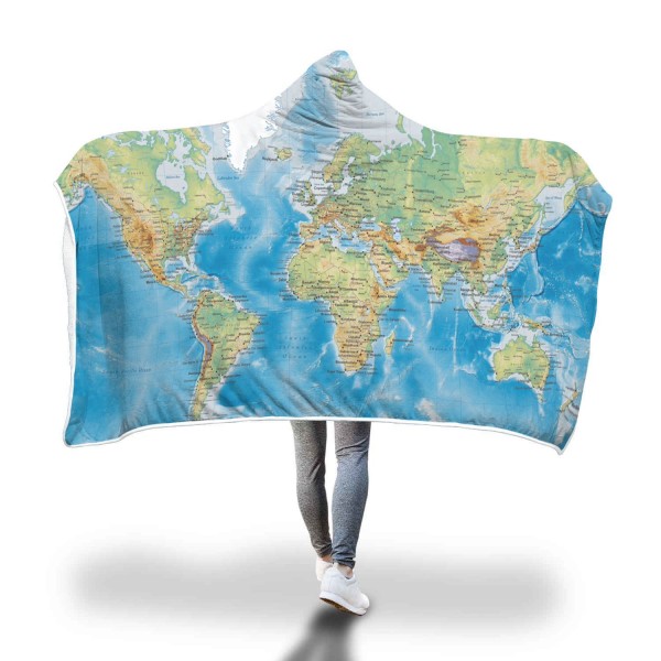 World Map 3D Hooded Blanket