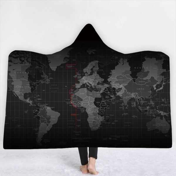 Geometry World Map 3D Hooded Blanket