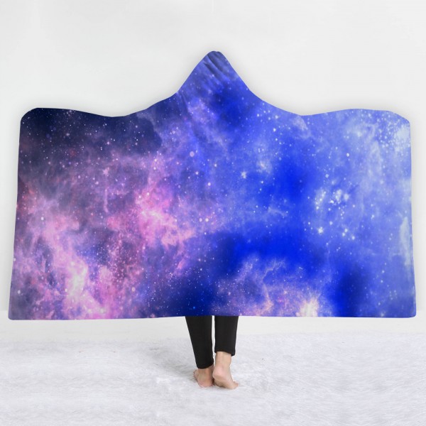 Blue Galaxy Wearable 3D Printing Hooded Blanket