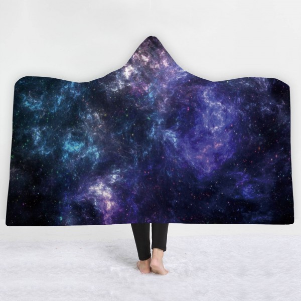 Black Galaxy Wearable 3D Printing Hooded Blanket