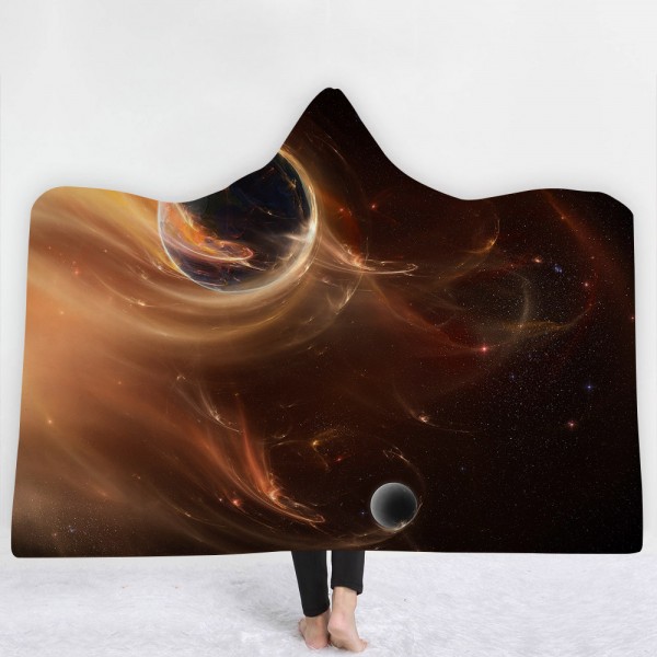 Planet Galaxy Brown 3D Printing Hooded Blanket