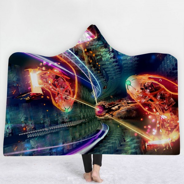 Bright Galaxy 3D Printing Hooded Blanket