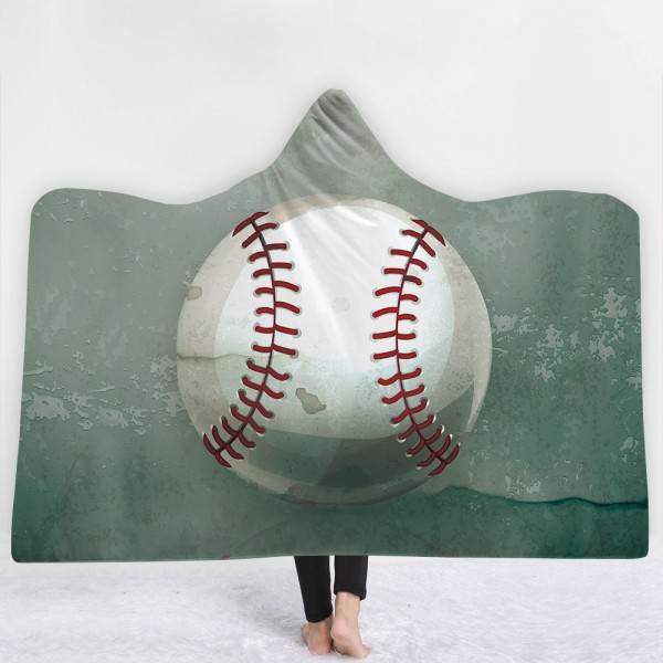 Baseball Green 3D Printing Hooded Blanket