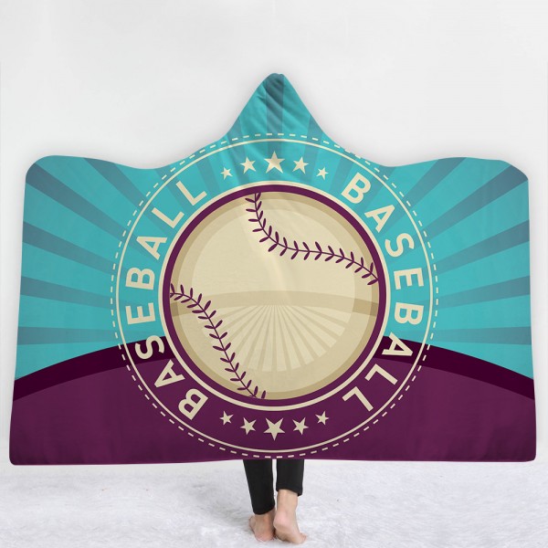Baseball Blue Purple 3D Printing Hooded Blanket