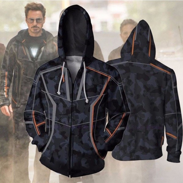 Tony Stark Hoodie - Avengers Infinity War Tony Zip Up Jacket Coat