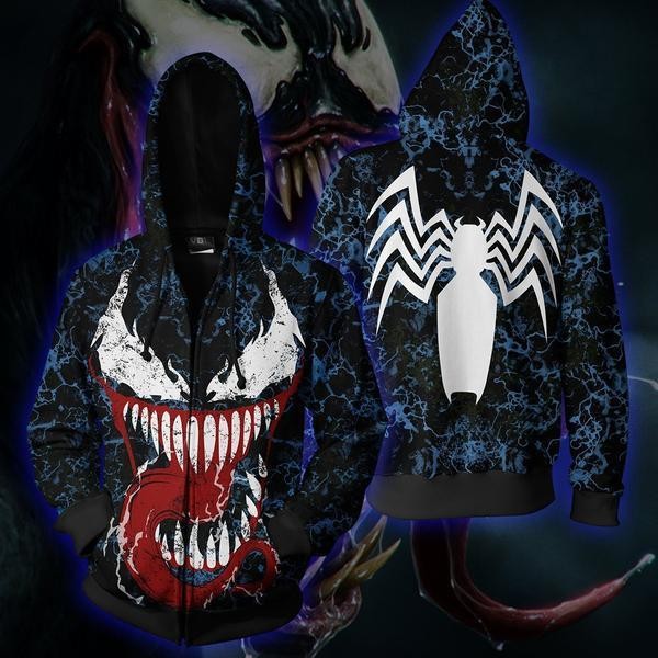 Venom Hoodies -  Venom Vs. Carnage 3D Hoodie Zip Up Jacket Coat