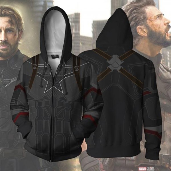Captain America Hoodie Avengers Infinity War 3D Zip Up Jacket Coat
