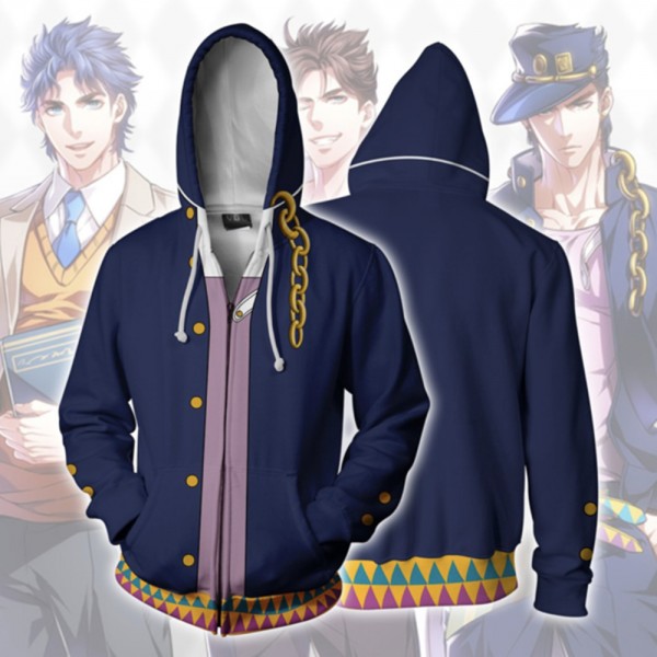 Jojo's Bizzare Adventure Hoodies - Jotaro Kujo 3D Hoodie Zip Up Jacket Coat