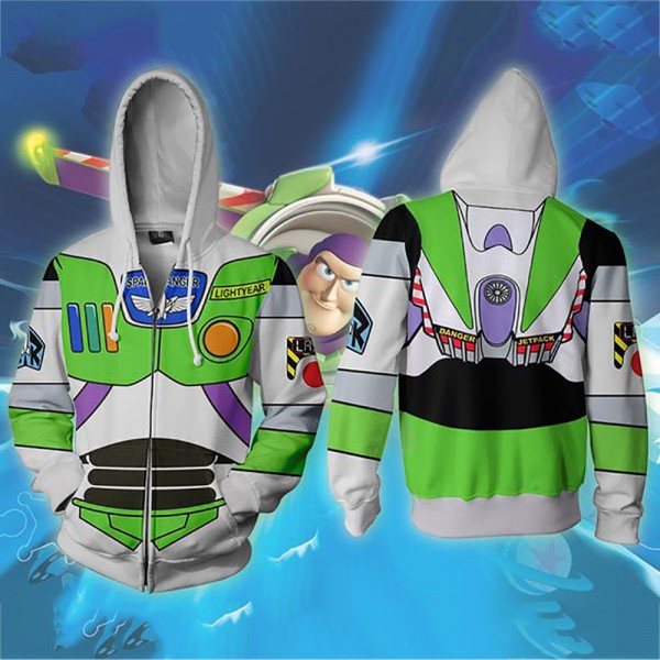 Toy Story Hoodies - Buzz Lightyear 3D Zip Up Hoodie Jacket Coat