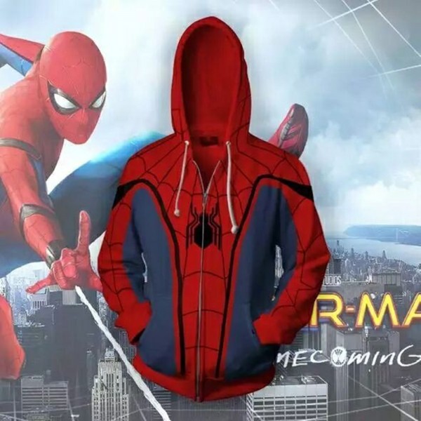 Spiderman Hoodies - Classic Spider-Man 3D Zip Up Hoodie Jacket Coat