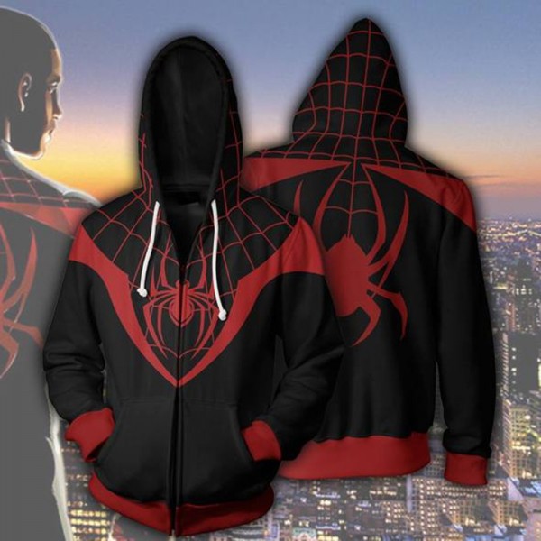 Spiderman Hoodies - Spider-Man Miles Morales 3D Zip Up Jacket Coat