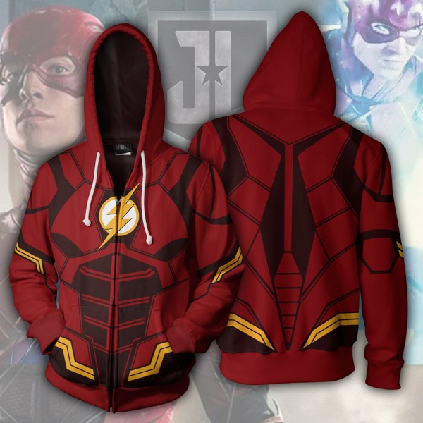 The Flash Hoodies - Justice League 3D Zip Up Hoodie Jacket Coat