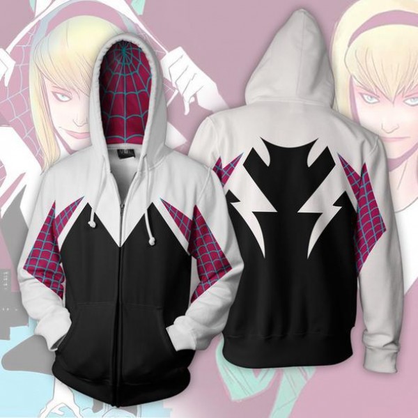 Spiderman Hoodies - Spider Gwen Stacy Zip Up Hoodie Jacket 3D Coat