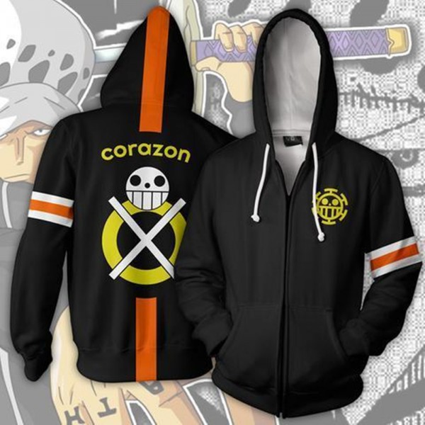 One Piece Hoodies - Trafalgar Law Corazon Hero 3D Zip Up Jacket Coat