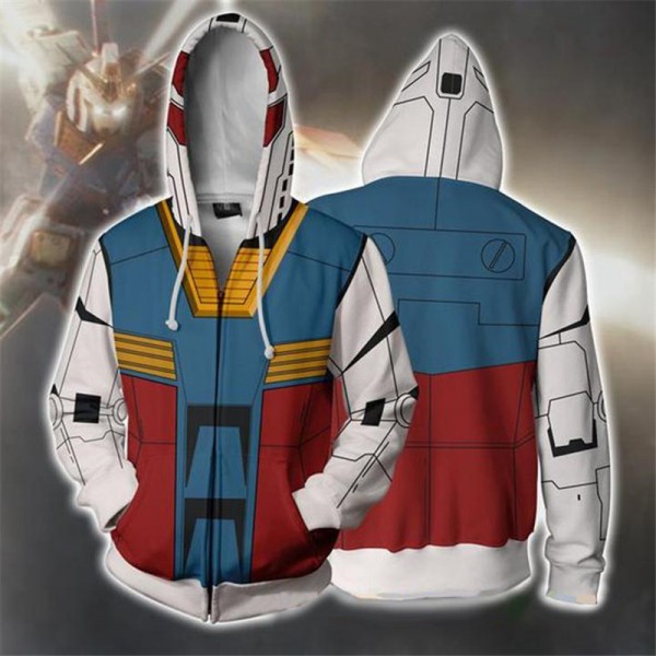 Mobile Suit Gundam Hoodies - Gundam R78 3D Zip Up Hoodie Jacket Coat