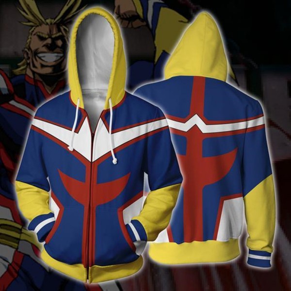 My Hero Academia Hoodies - Boku No Hero All Might 3D Zip Up Hoodie Jacket Coat