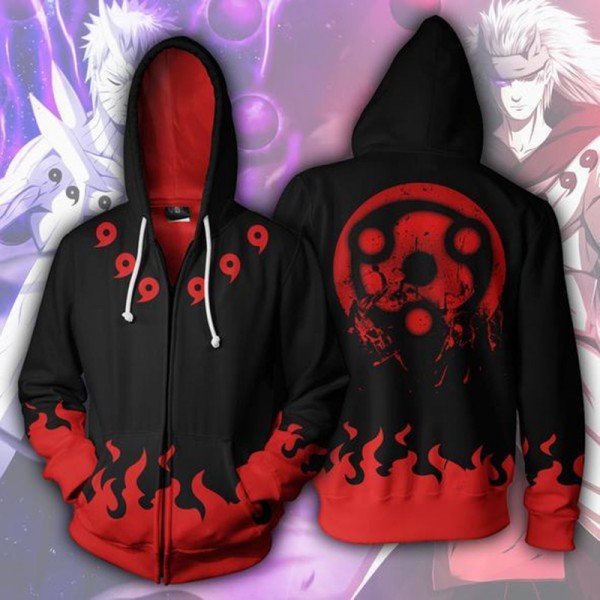 Naruto Hoodies - Madara Mangekyou 3D Zip Up Hoodie Jacket Coat