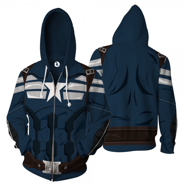 Avengers Hoodies - Captain America 3D Zip Up Jackets Coat