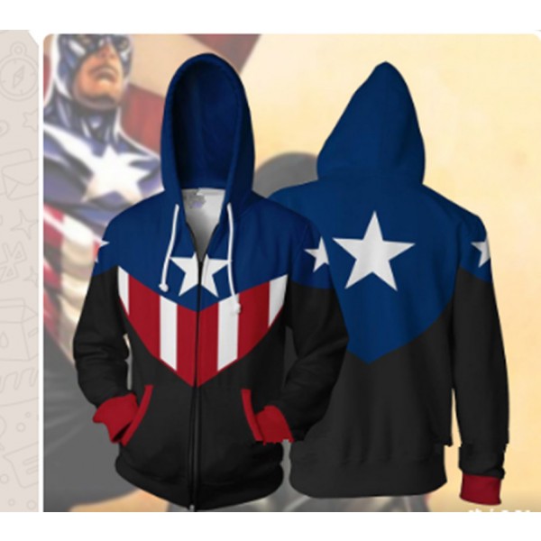 Captain America Hoodies - Bucky Cap 3D Zipper Hoodie Jacket Coat For Men