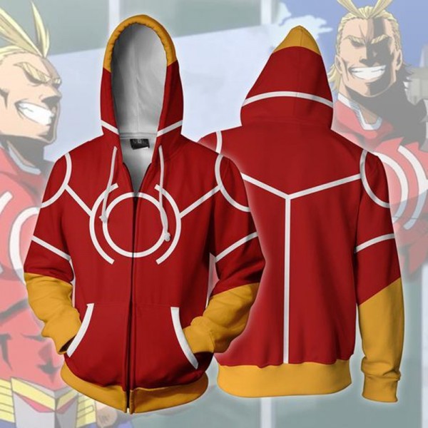 My Hero Academia Hoodies - All Might Silver Age Boku No Hero Academia Zip Up Coat Jacket