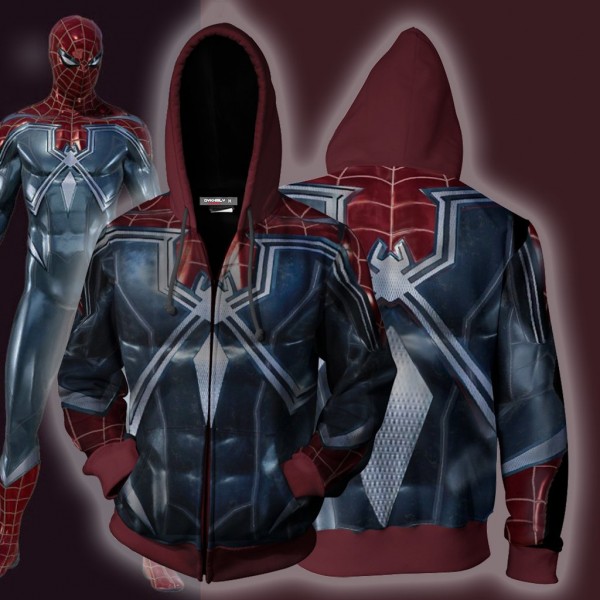 Spiderman Hoodie Jacket - Spider-Man Resilient Suit 3D Zip Up Hoodies Jacket Cosplay For Men