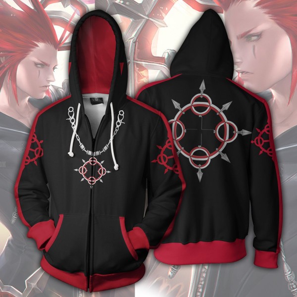Kingdom Hearts Hoodie Jacket - Axel 3D Zip Up Hoodies Jacket Coat