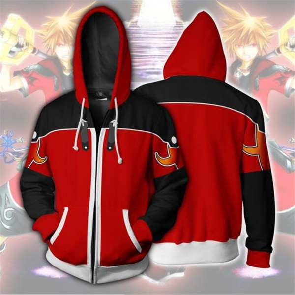 Kingdom Hearts Hoodie Jacket - Sora Valor Form Zip Up Hoodies 3D Jacket Coat