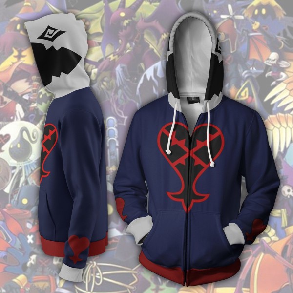 Kingdom Hearts Hoodie Jacket - Heartless 3D Zip Up Hoodies Jacket Coat
