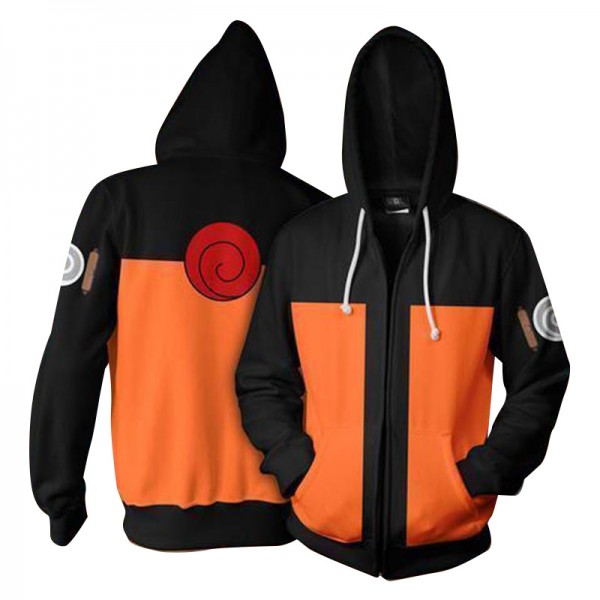 Naruto Hoodie Jacket - Naruto Uzumaki Young Ninja 3D Zip Up Hoodies Jacket Coat