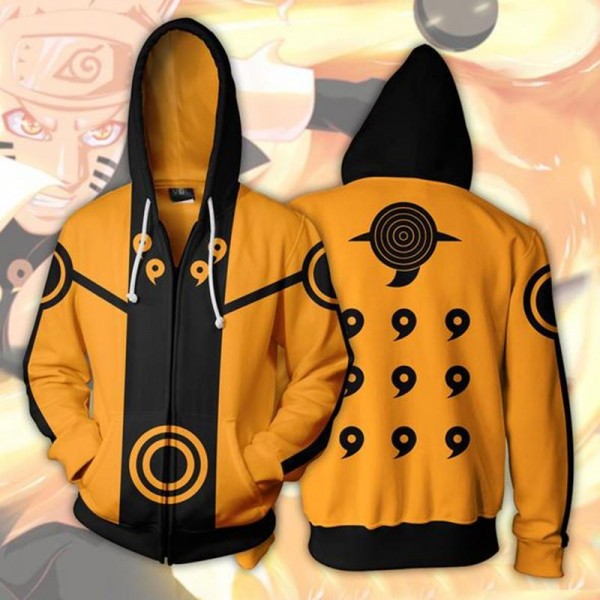 Naruto Hoodie Jacket - Naruto Uzumaki Rikudou Sennin Mode 3D Zip Up Hoodies Jacket Coat