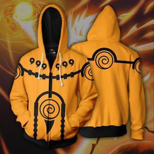 Naruto Hoodie Jacket - Naruto Nine Tails Charka Mode 3D Zip Up Hoodies Jacket Coat