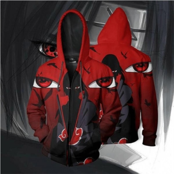 Naruto Hoodie Jacket - Itachi Uchiha 3D Zip Up Hoodies Jacket Coat