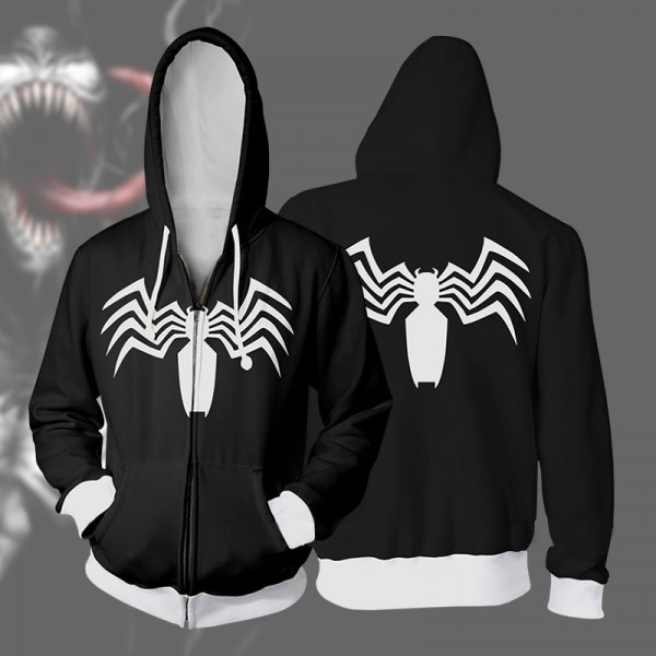 Spiderman Hoodie - Symbiote Spider Man 3D Zip Up Hoodies Jacket Coat